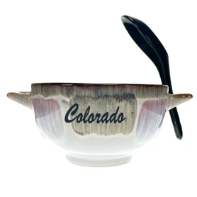 Glazed Colorado Cereal Bowl with Spoon 1 Count Assorted Colors
