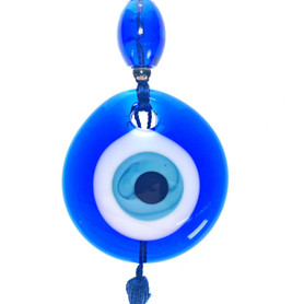 Hanging Almond Glass Accents with Evil Eye 12"x2"