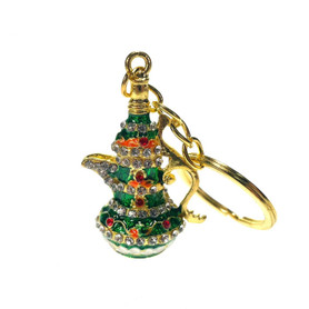Bedazzled Gold Kettle Keychain 1 Count Assorted Colors