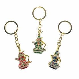 Bedazzled Gold Kettle Keychain 1 Count Assorted Colors