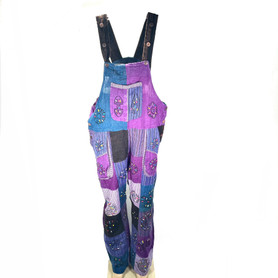 Cotton Multi Patch Purple Block Overalls 1 Count
