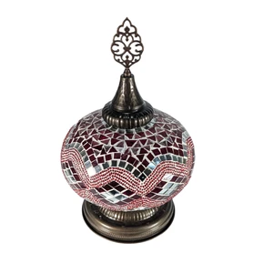 Turkish Decorative Mosaic Short and Squat Table Lamp - MB4 (Assorted Colors)