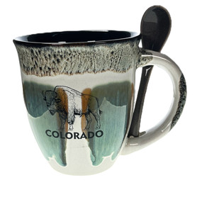 Colorado Buffalo 16oz Ceramic Mug W/Spoon (Assorted Colors)