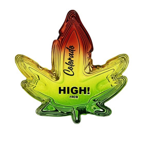 Tri-Color Glass "High From Colorado" Ashtray