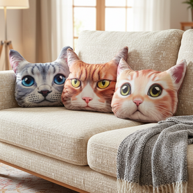Large Cat Head Pillows 15" Assorted 1 Pillow