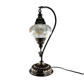 DB3 Camel Neck Heavy Base Mosaic Lamp 17"  White Marble