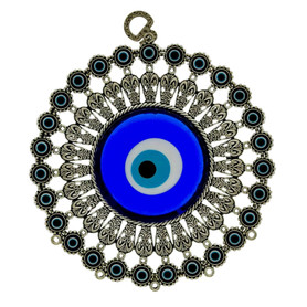 Turkish Evil Eye Wall Hanging with Filigree Accents – 8" Diameter