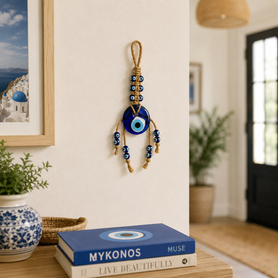 1.57" Turkish Evil Eye Jute Wall Hanging