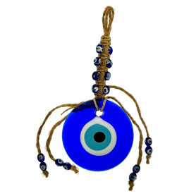 2.76" Turkish Evil Eye Jute Wall Hanging 