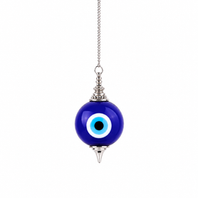 Original Evil Eye Pendulum Dowsing Stone Evil Eye Ball Pendulum with Chain 9"