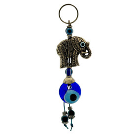Elephant Evil Eye Glass Keychain