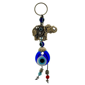 Elephant Evil Eye Keychain