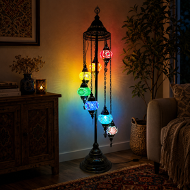 Turkish Mosaic Table Lamp - 7 Bulbs - 16"x58" - Chakra