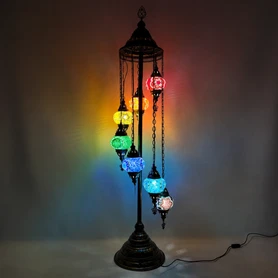 Turkish Mosaic Table Lamp - 7 Bulbs - 16"x58" - Chakra