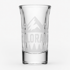 Colorado Mountain Engraved 1 oz Tall Shot Glass – Clear Souvenir Glass