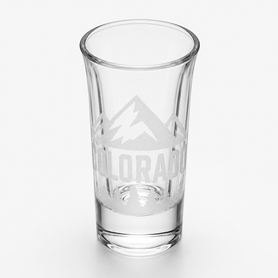 Colorado Mountain Engraved 1 oz Tall Shot Glass – Clear Souvenir Glass