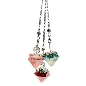 Crystal Chip Pendulum with Silver-Tone Chain 1 count assorted