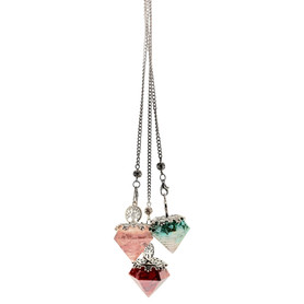 Crystal Chip Pendulum with Silver-Tone Chain 1 count assorted