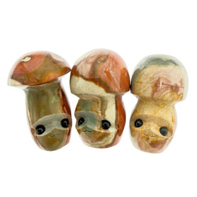 Carved Gemstone Mushroom Figurine 1 count assorted
