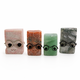 Cute Stone Block Figurines with Glasses 1 count assorted