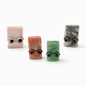 Cute Stone Block Figurines with Glasses 1 count assorted