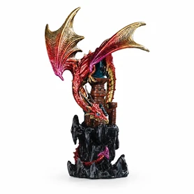 Red Dragon on Castle 8" Figure