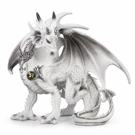 White & Gray Armored Dragon 8.75" Figure