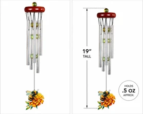 Bumble Bee & Flower Wind Chime – 19" Decorative Metal Garden Chime