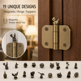 Decorative Magnetic Hinge Toppers – Set of 6 Antique Brass Door Hinge Finials