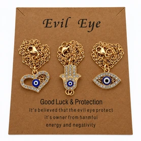 Heart & Hamsa Evil Eye Necklace Collection – Assorted Styles