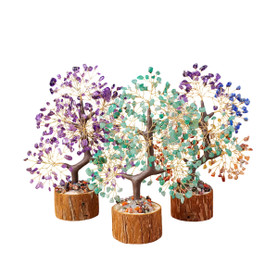 9" Gem Tree W/ Tree Trunk Base & Crystal Chips
