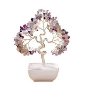 9" Gem Tree w/ White Ceramic Base (Assorted Styles)