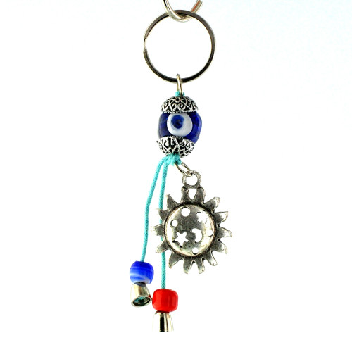 Evil Eye Keychain - Pewter Stellar Sun