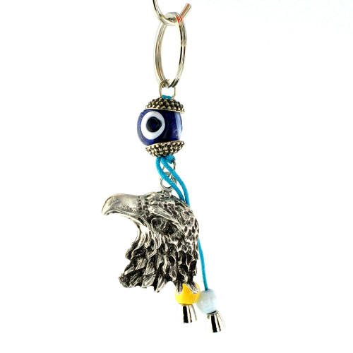 Evil Eye Keychain - Pewter Eagle Head Evil Eye Keychain - Pewter Eagle Head
