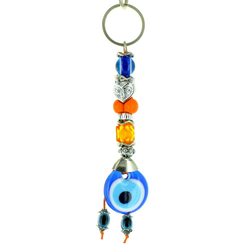 Evil Eye Keychain - Orange Owl