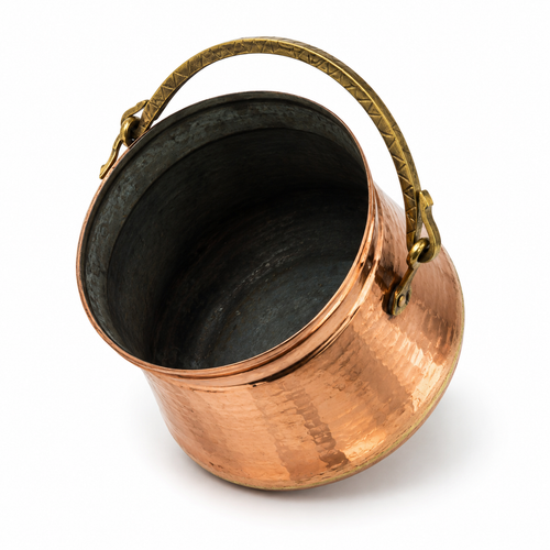 Copper Cauldron With Rounded Bottom & Single Handle Large C10152L