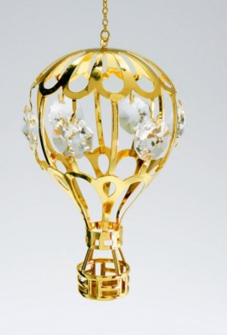 Hot Air Balloon 24k Gold-Plated Ornament with Multicolored Spectra Crystals by Swarovski Hot Air Balloon 24k Gold-Plated Ornament with Multicolored Spectra Crystals by Swarovski