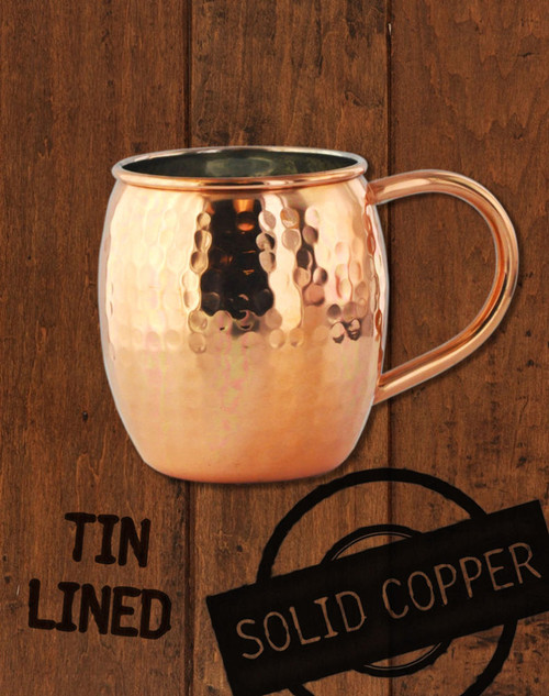 18oz Hammered Copper Barrel Moscow Mule Mug by Paykoc MM3456