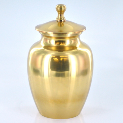 Pet Urn Keepsake Screwtop Ginger Jar Cremation Ash Box Antique Brass 6"