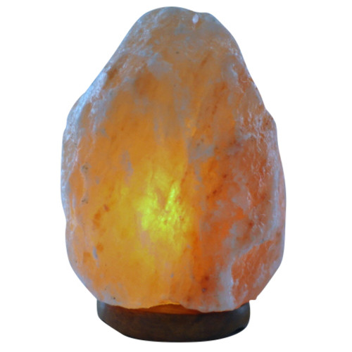 Natural Cut Himalayan Salt Lamp with Wooden Base – 4.4 to 6.6 lbs (2–3 KG)