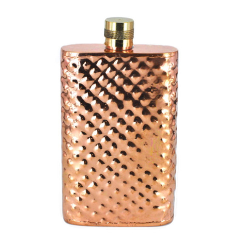4.5" Solid Copper Hammered Flask with Brass Top 4.5" Solid Copper Hammered Flask with Brass Top