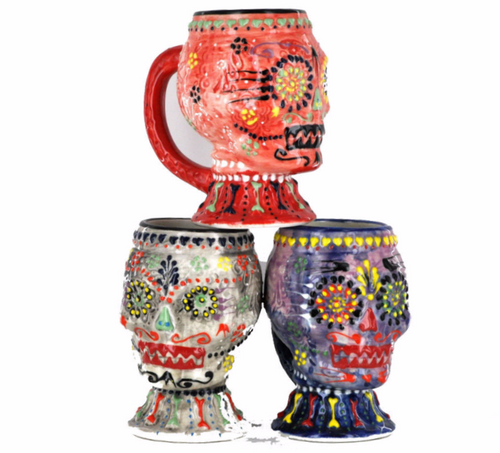 Large Hand Painted Sugar Skull Stein 24oz Large Hand Painted Sugar Skull Stein 24oz