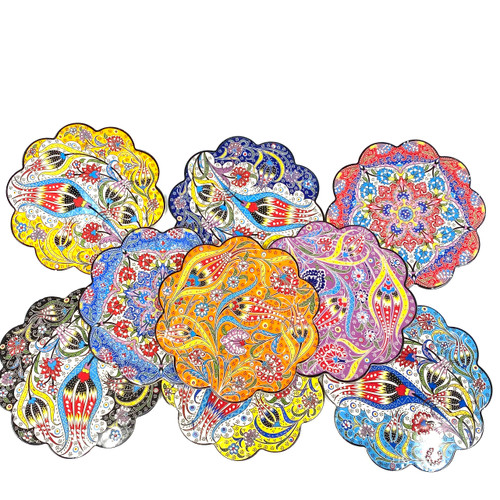 Geometric Turkish Trivet Ceramic Hand Painted 7" - Assorted Designs and Colors - 1 Count Geometric Turkish Trivet Ceramic Hand Painted 7" - Assorted Designs and Colors - 1 Count