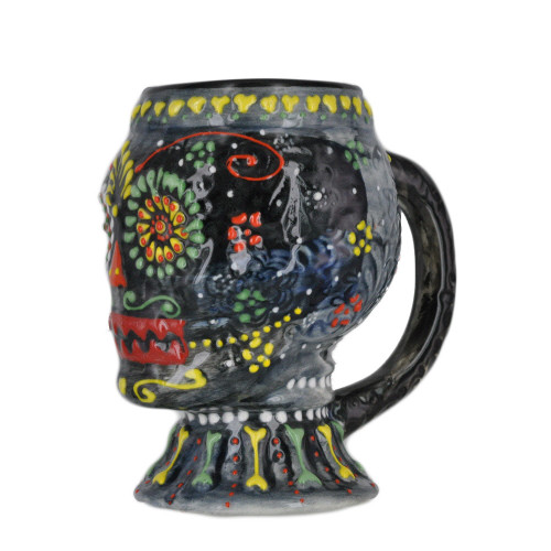 Large Hand Painted Sugar Skull Stein 24oz #08 Large Hand Painted Sugar Skull Stein 24oz #08