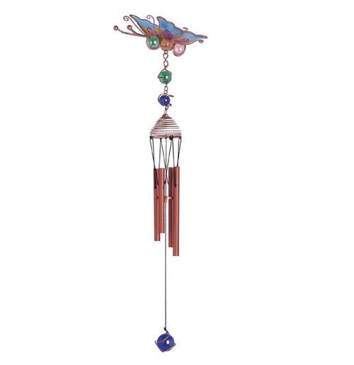 Copper & Gem Butterfly Chime, Blue 18" GS99885 Copper & Gem Butterfly Chime, Blue 18" GS99885
