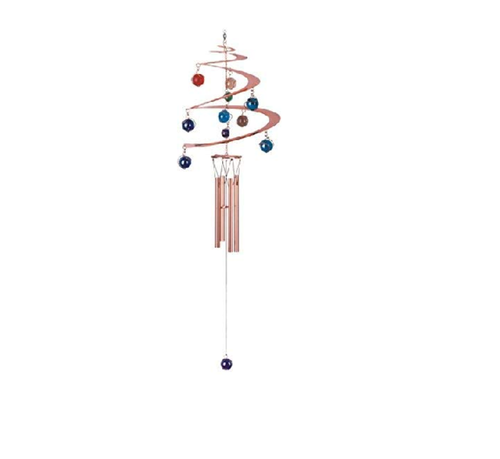 Copper & Gem Spiral Chime, 27"L GS15604 Copper & Gem Spiral Chime, 27"L GS15604
