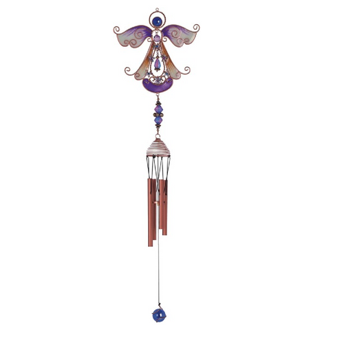 Copper & Gem Angel Chime, Purple 23"L GS99890 Copper & Gem Angel Chime, Purple 23"L GS99890
