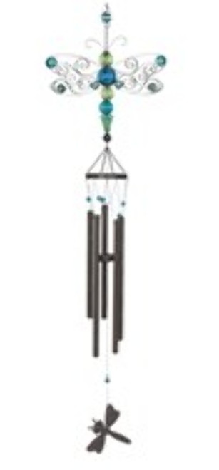 Copper & Gem Dragonfly Chime, Blue 46"L GS98749 Copper & Gem Dragonfly Chime, Blue 46"L GS98749