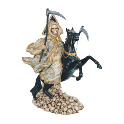Santa Muerte (Wealth) W/ Horse BLK 12" Statue