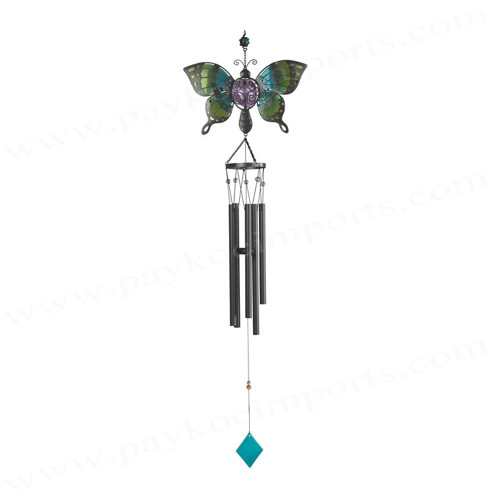 Black Gem Chime W/Green Butterfly - 46"L GS98826 Black Gem Chime W/Green Butterfly - 46"L GS98826